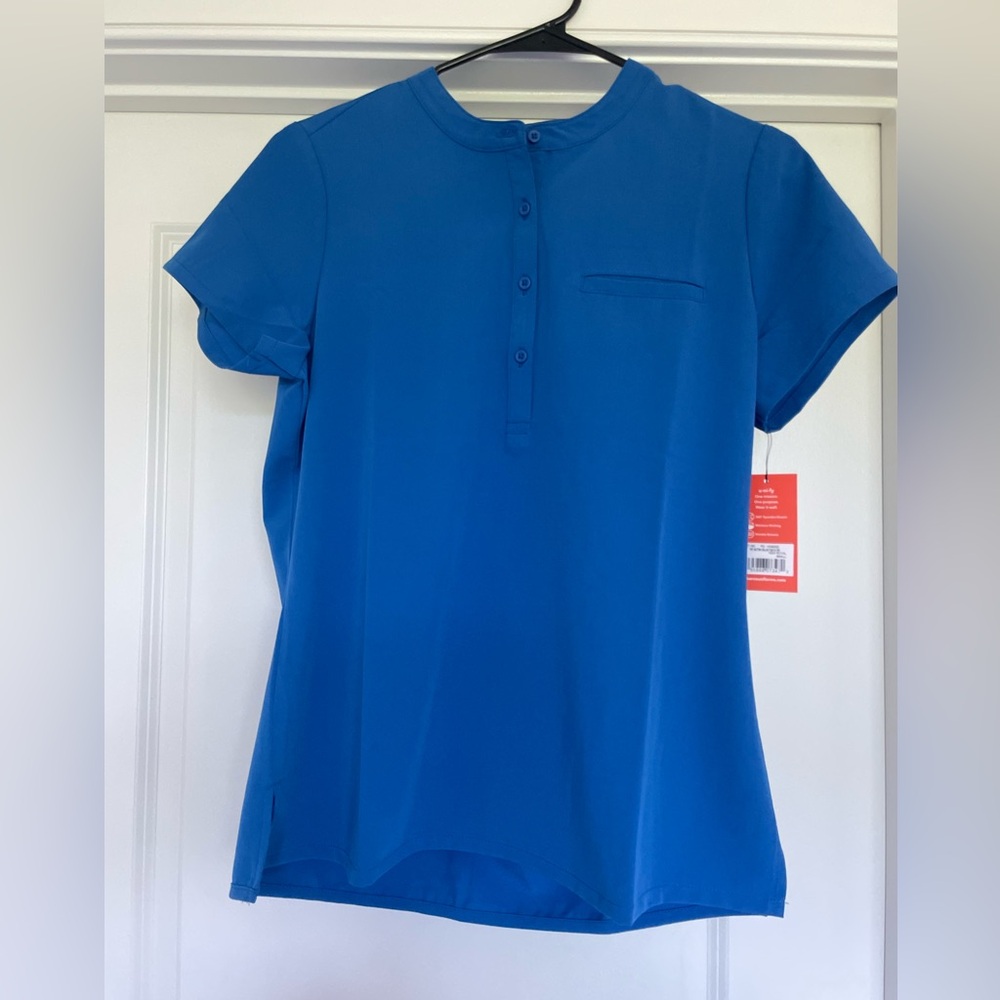 Barco Royal Blue 1-Pocket Button Collar Tuck-In Top